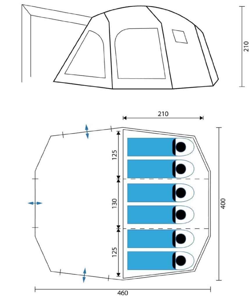 Skandika Copenhagen 6 Person Family Tent Dimensions